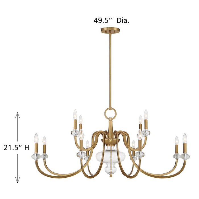 Savoy House Bergdorf 12-Light Chandelier, Warm Brass