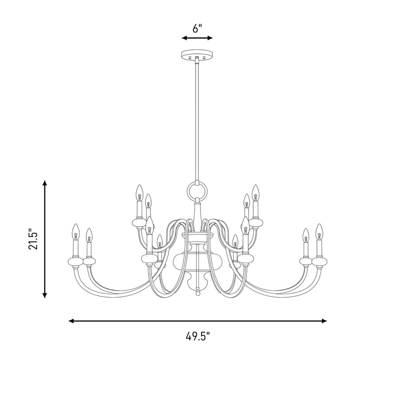 Savoy House Bergdorf 12-Light Chandelier, Warm Brass
