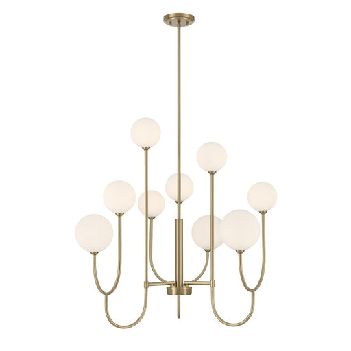 Savoy House Chester 9 Lt Chandelier, White Opal, Noble Brass - 1-5980-9-127