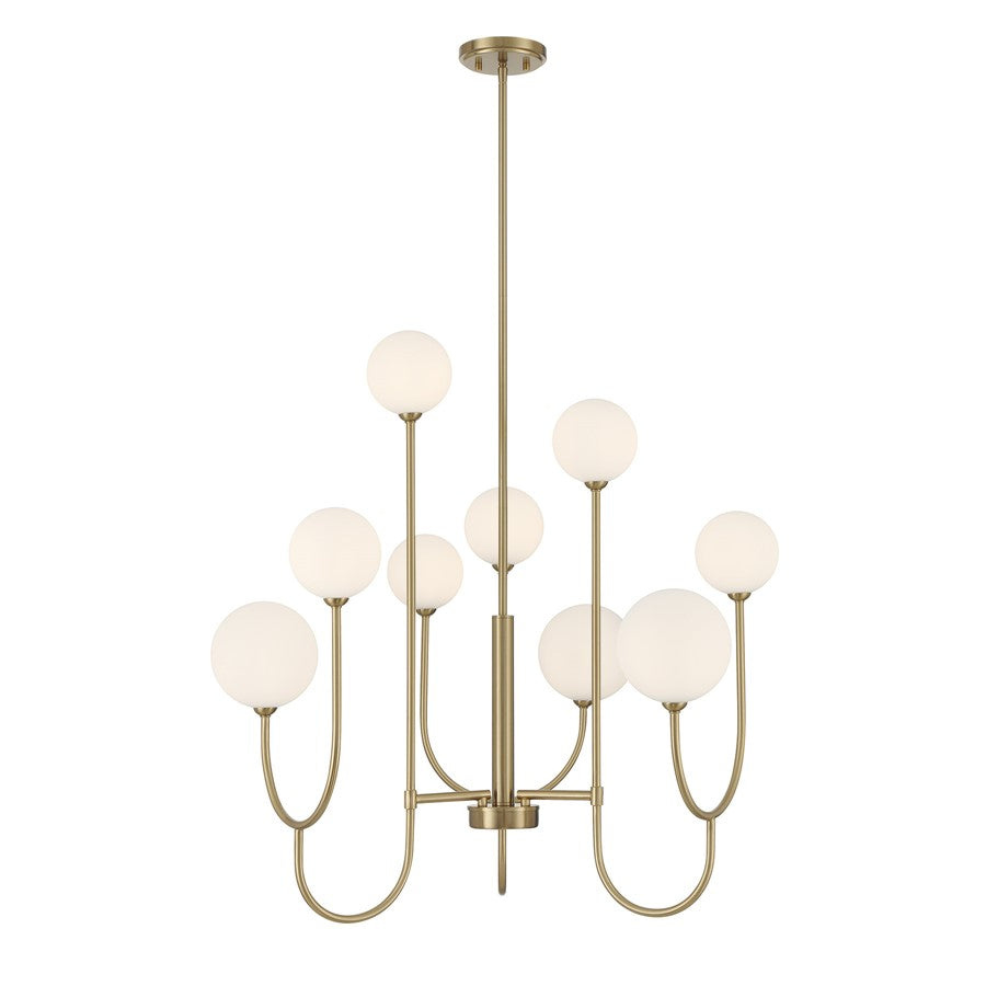 Savoy House Chester 9 Lt Chandelier, White Opal, Noble Brass - 1-5980-9-127