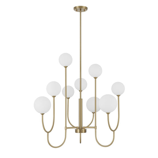 Savoy House Chester 9 Lt Chandelier, White Opal, Noble Brass