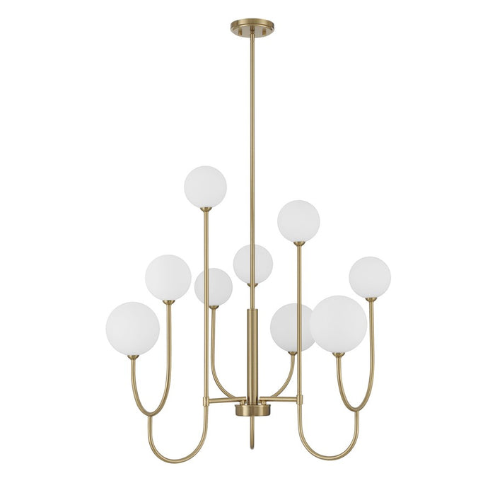 Savoy House Chester 9 Lt Chandelier, White Opal, Noble Brass