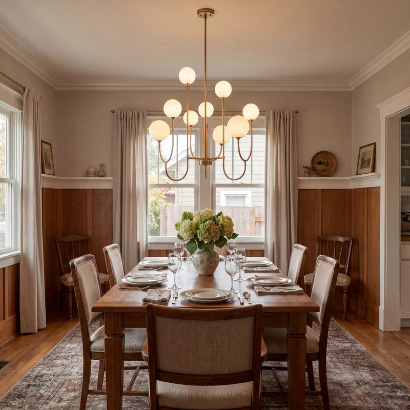 Savoy House Chester 9 Lt Chandelier, White Opal, Noble Brass