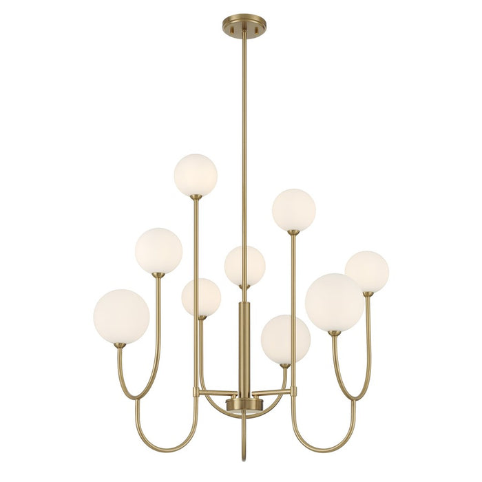 Savoy House Chester 9 Lt Chandelier, White Opal, Noble Brass