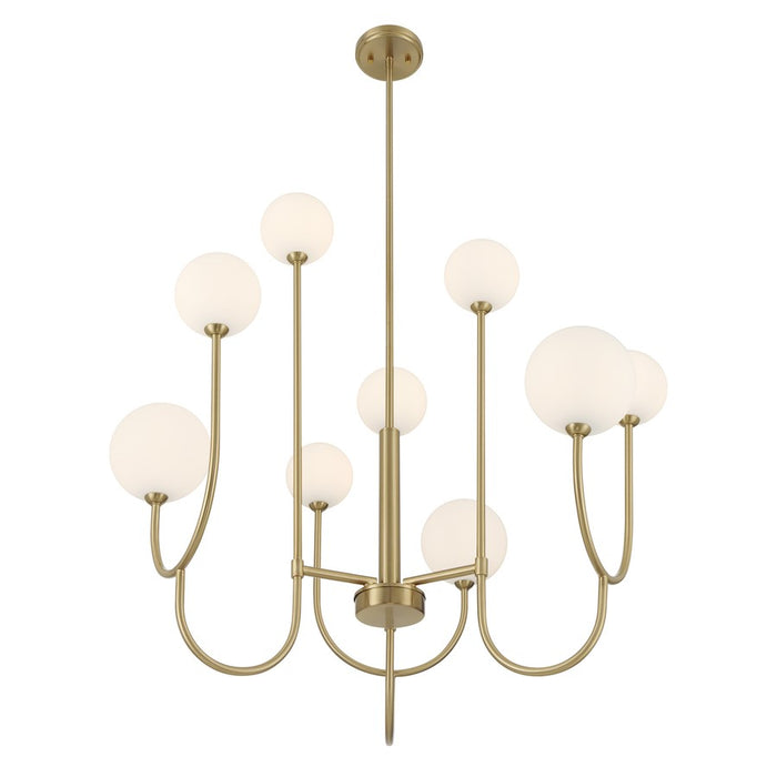 Savoy House Chester 9 Lt Chandelier, White Opal, Noble Brass