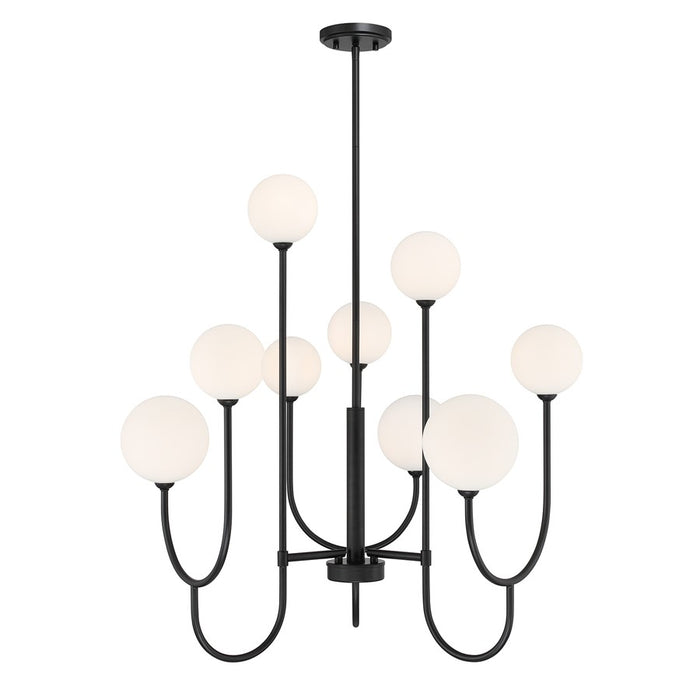 Savoy House Chester 9 Lt Chandelier, White Opal, Matte Black - 1-5980-9-89