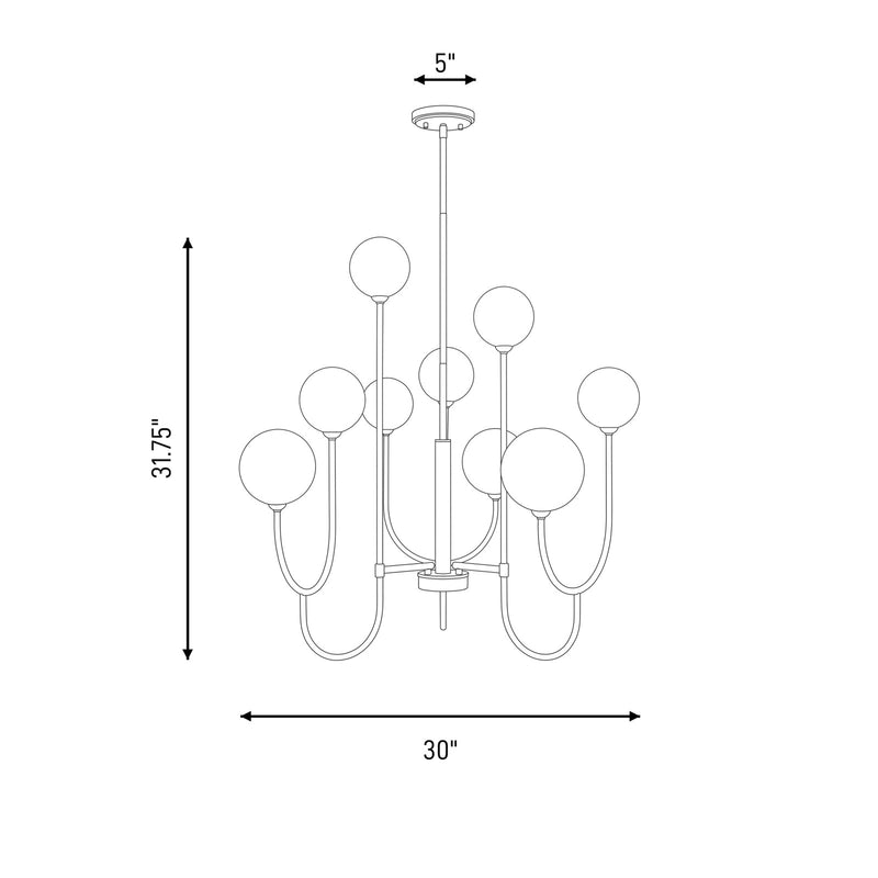 Savoy House Chester 9 Lt Chandelier, White Opal, Matte Black