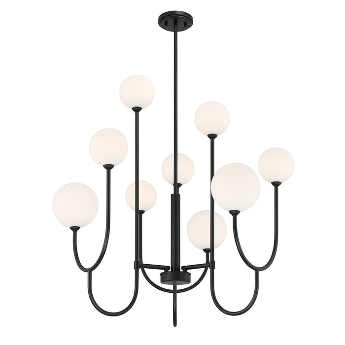 Savoy House Chester 9 Lt Chandelier, White Opal, Matte Black