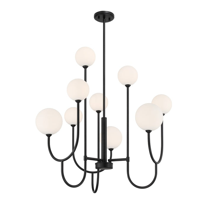 Savoy House Chester 9 Lt Chandelier, White Opal, Matte Black