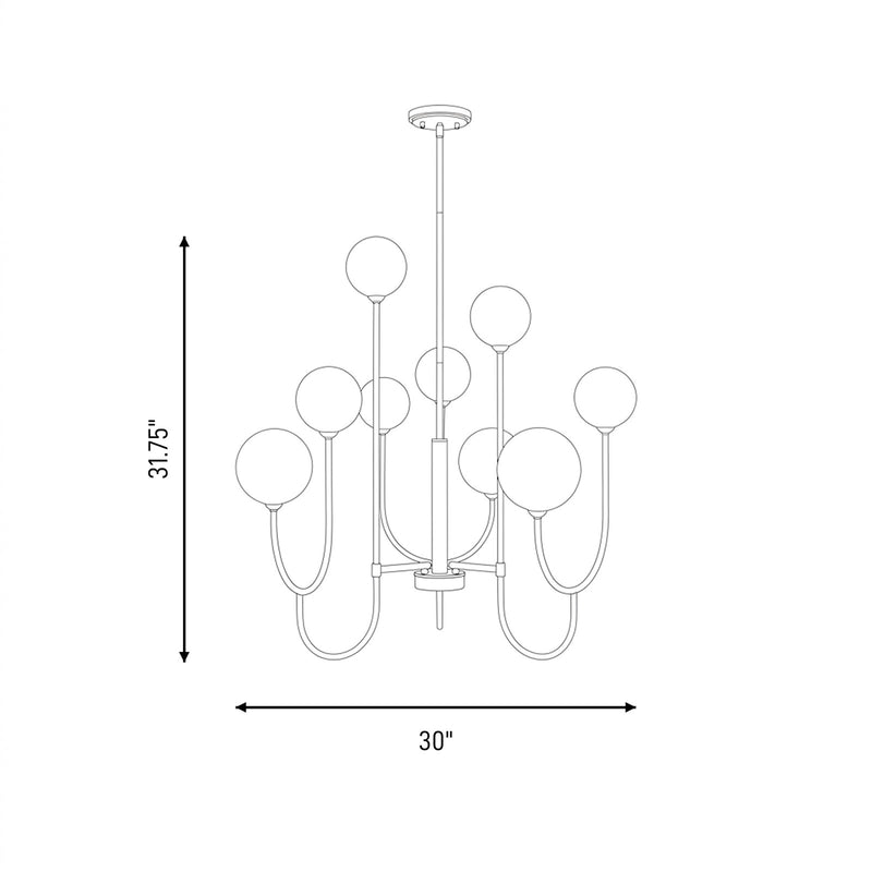 Savoy House Chester 9 Lt Chandelier, White Opal, Matte Black