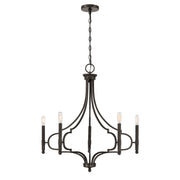 Savoy House Woodlawn 28in 5-Light Chandelier | Transitional Mediterranean Bronze Metal | Dining Room & Entryway | 28 x 28 x 29.88 in | Model 1-5999-5-15