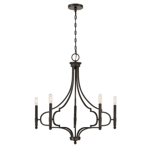 Savoy House Woodlawn 28in 5-Light Chandelier | Transitional Mediterranean Bronze Metal | Dining Room & Entryway | 28 x 28 x 29.88 in | Model 1-5999-5-15