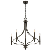 Savoy House Woodlawn 28in 5-Light Chandelier | Transitional Mediterranean Bronze Metal | Dining Room & Entryway | 28 x 28 x 29.88 in | Model 1-5999-5-15