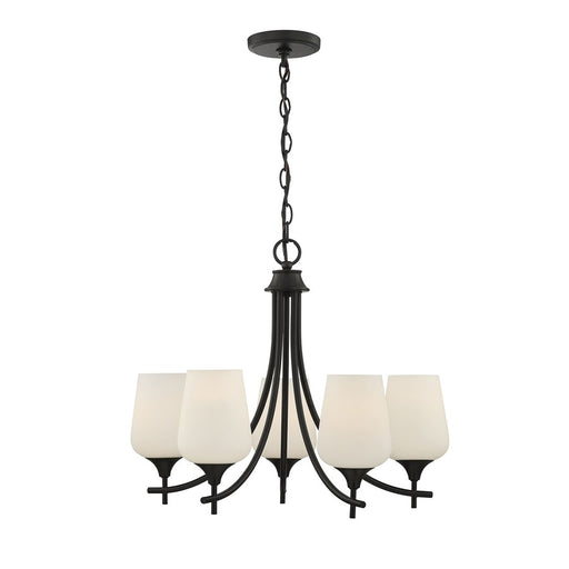 Savoy House Essentials Octave Lt Chandelier, White, Matte Black - 1-6032-5-BK