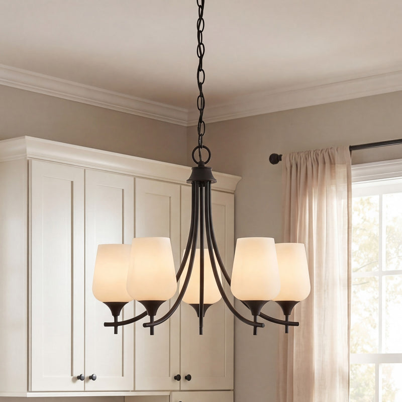 Savoy House Essentials Octave Lt Chandelier, White, Matte Black