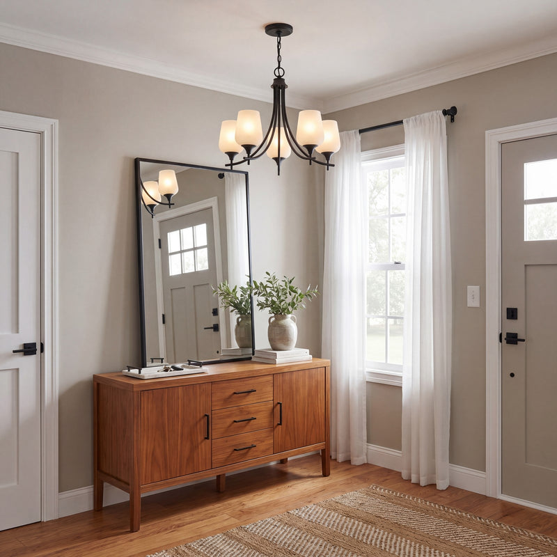 Savoy House Essentials Octave Lt Chandelier, White, Matte Black
