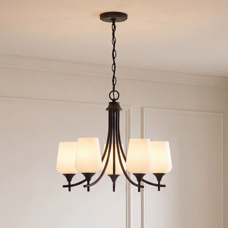 Savoy House Essentials Octave Lt Chandelier, White, Matte Black
