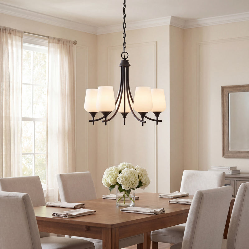 Savoy House Essentials Octave Lt Chandelier, White, Matte Black