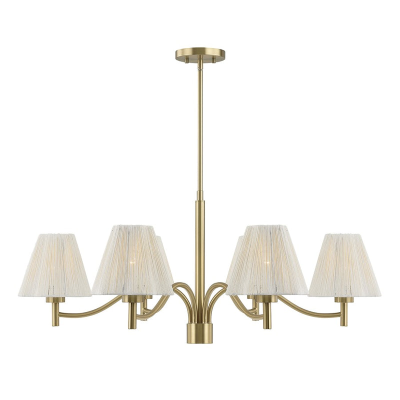 Savoy House Rosa 6 Lt Chandelier, White, Noble Brass