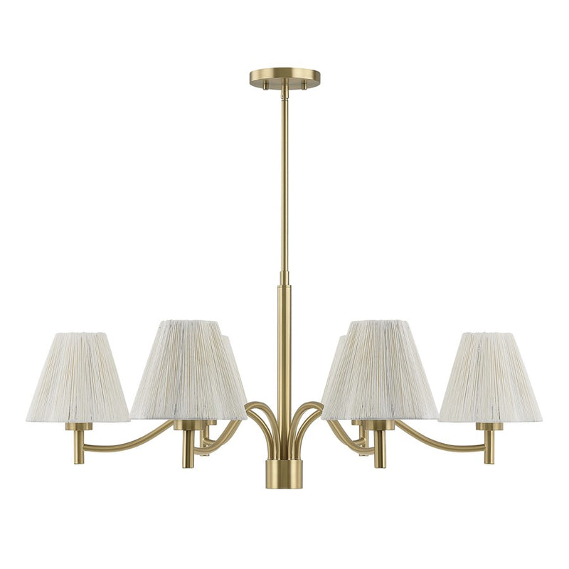 Savoy House Rosa 6 Lt Chandelier, White, Noble Brass