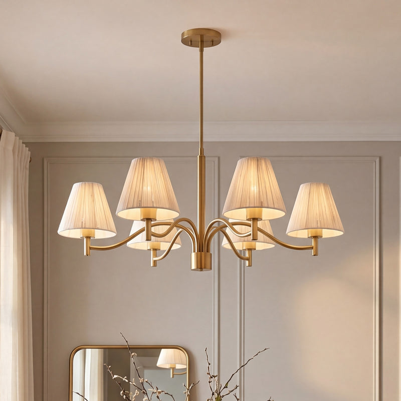 Savoy House Rosa 6 Lt Chandelier, White, Noble Brass