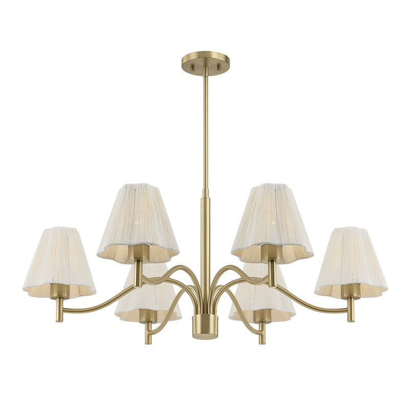 Savoy House Rosa 6 Lt Chandelier, White, Noble Brass