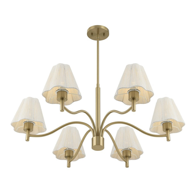 Savoy House Rosa 6 Lt Chandelier, White, Noble Brass