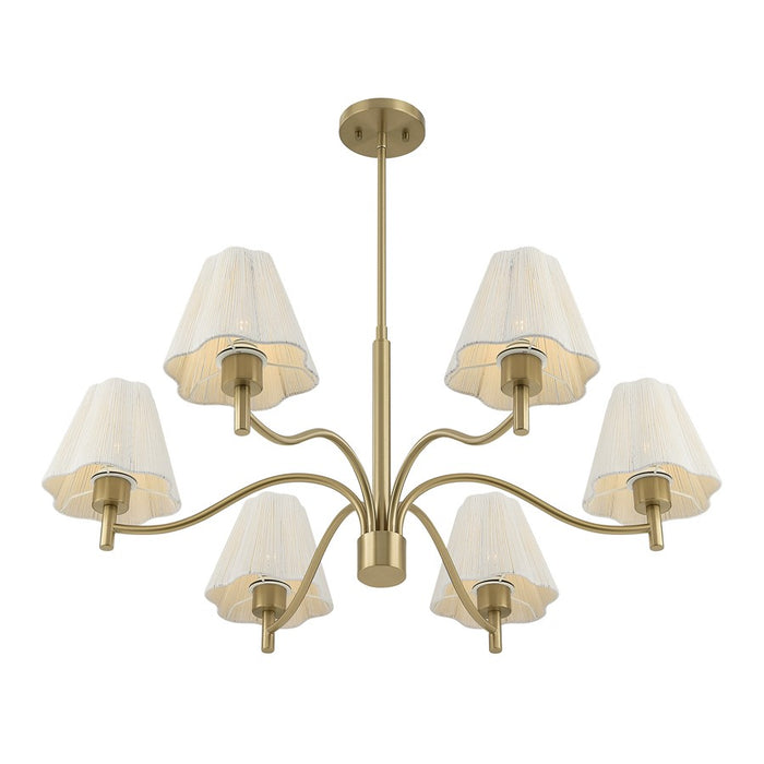 Savoy House Rosa 6 Lt Chandelier, White, Noble Brass