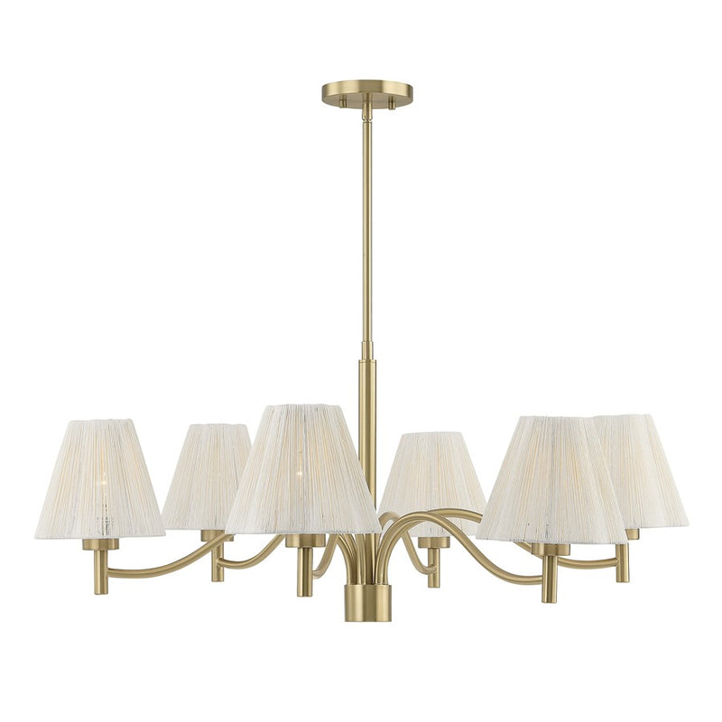 Savoy House Rosa 6 Lt Chandelier, White, Noble Brass