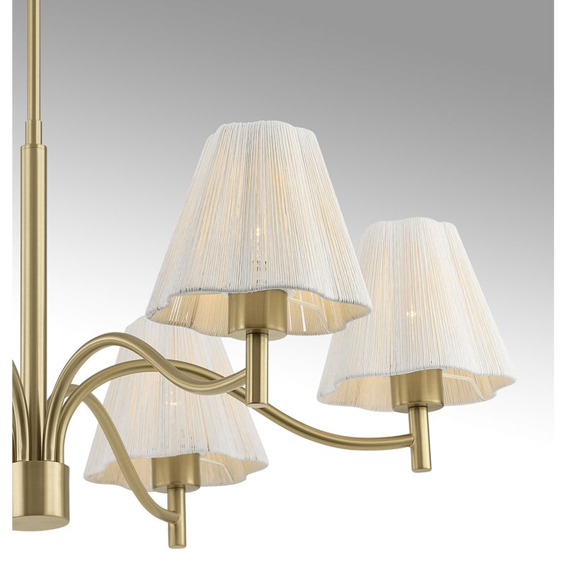 Savoy House Rosa 6 Lt Chandelier, White, Noble Brass