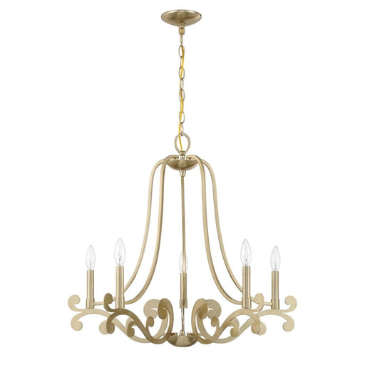 Savoy House Lombard 5 Light Chandelier, Noble Brass