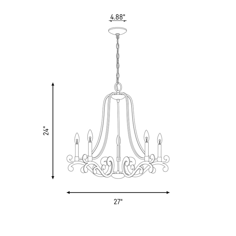 Savoy House Lombard 5 Light Chandelier, Noble Brass
