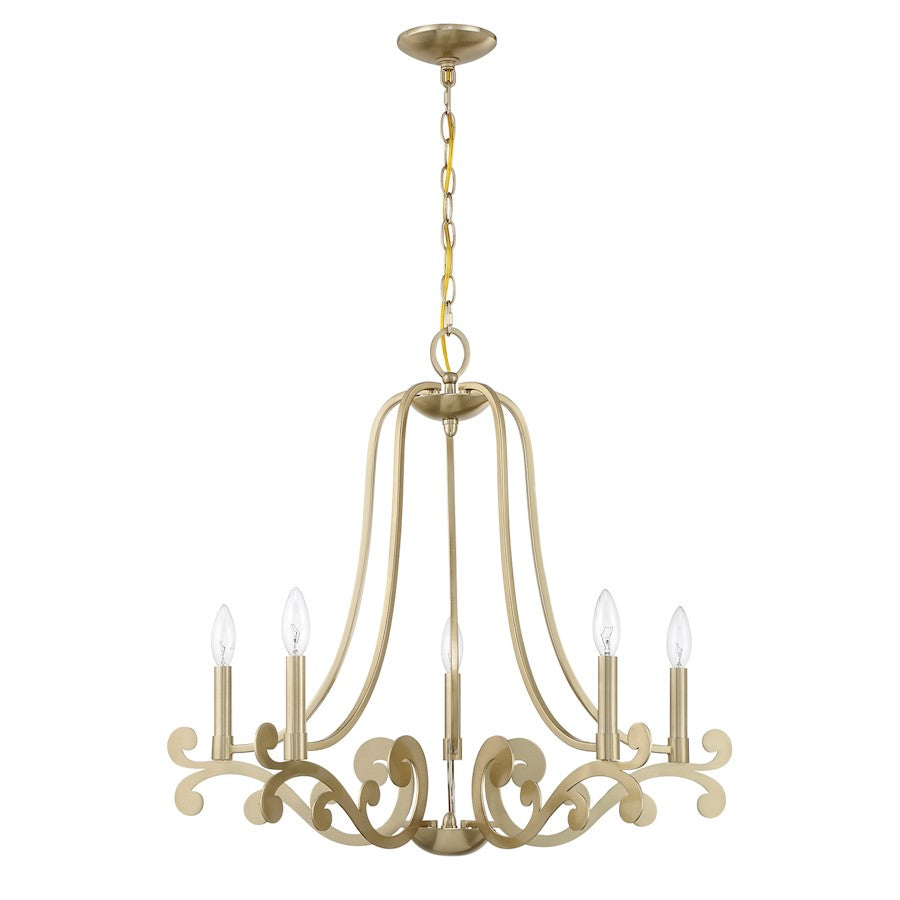 Savoy House Lombard 5 Light Chandelier, Noble Brass