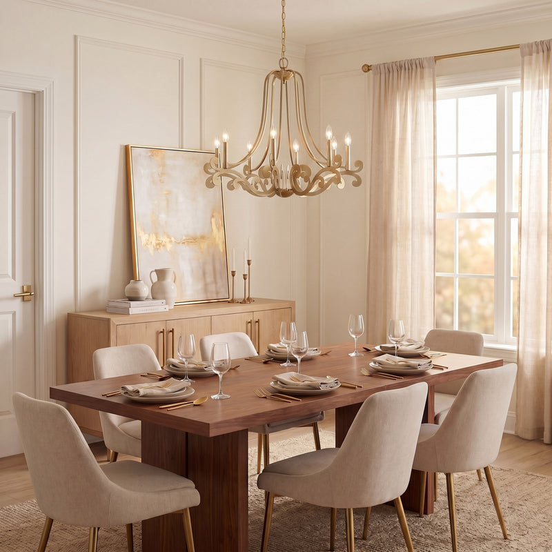 Savoy House Lombard 8 Light Chandelier, Noble Brass