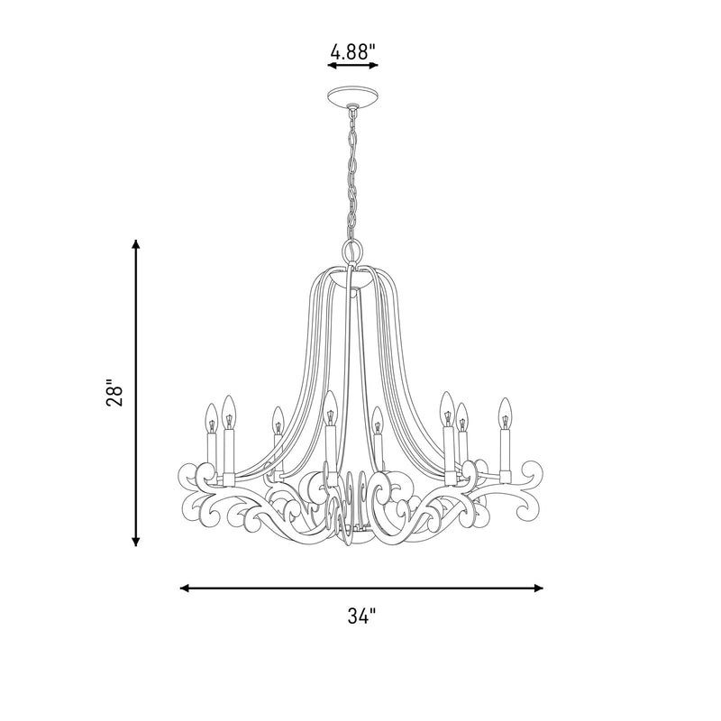 Savoy House Lombard 8 Light Chandelier, Noble Brass