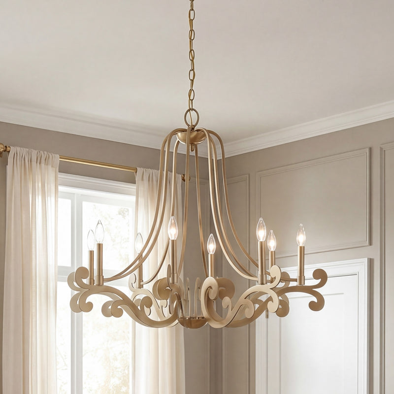 Savoy House Lombard 8 Light Chandelier, Noble Brass