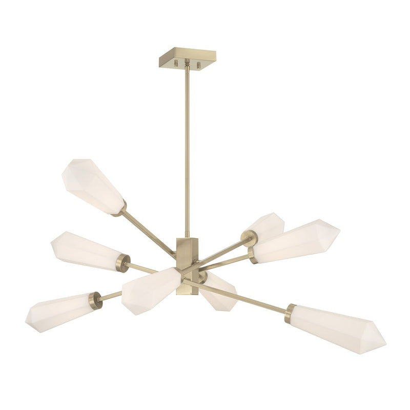 Savoy House Leland 8 Lt Chandelier, White Opal, Noble Brass
