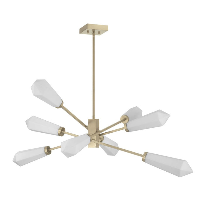 Savoy House Leland 8 Lt Chandelier, White Opal, Noble Brass
