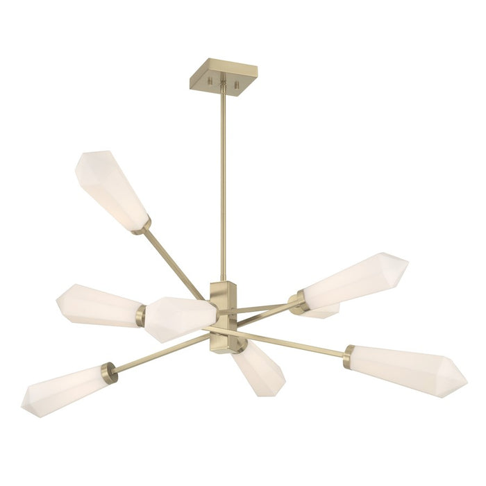 Savoy House Leland 8 Lt Chandelier, White Opal, Noble Brass