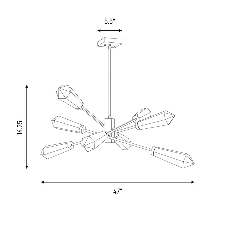 Savoy House Leland 8 Lt Chandelier, White Opal, Noble Brass
