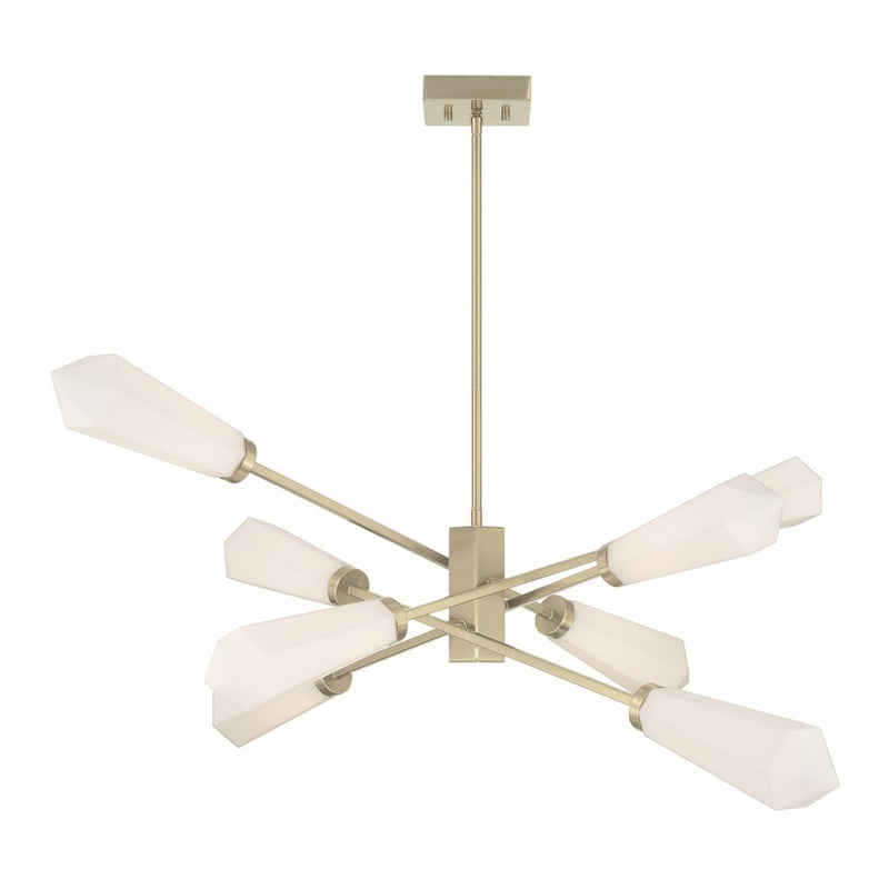 Savoy House Leland 8 Lt Chandelier, White Opal, Noble Brass