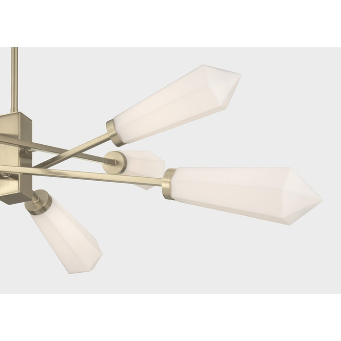 Savoy House Leland 8 Lt Chandelier, White Opal, Noble Brass