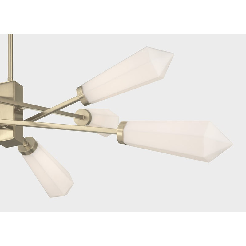 Savoy House Leland 8 Lt Chandelier, White Opal, Noble Brass