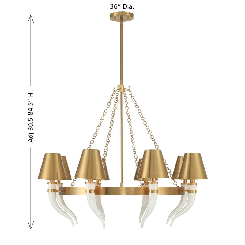 Savoy House Hearne 8 Lt Chandelier, Warm Brass, Warm Brass