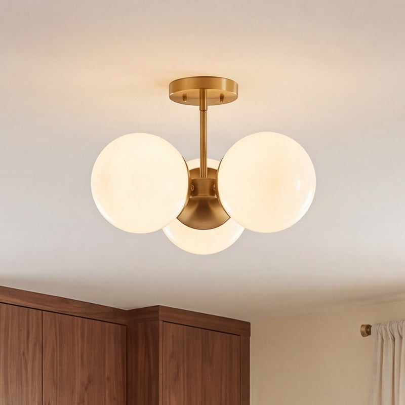 Savoy House Turin 3 Lt Chandelier, White Opal, Warm Brass