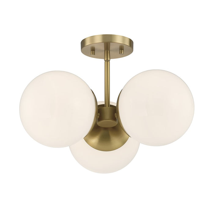 Savoy House Turin 3 Lt Chandelier, White Opal, Warm Brass