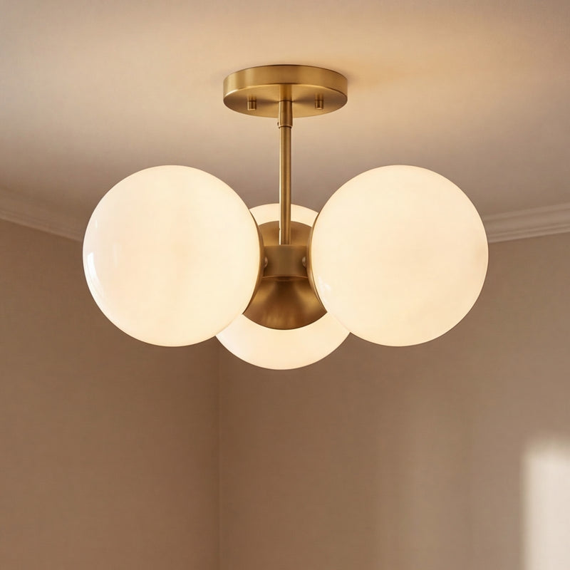 Savoy House Turin 3 Lt Chandelier, White Opal, Warm Brass