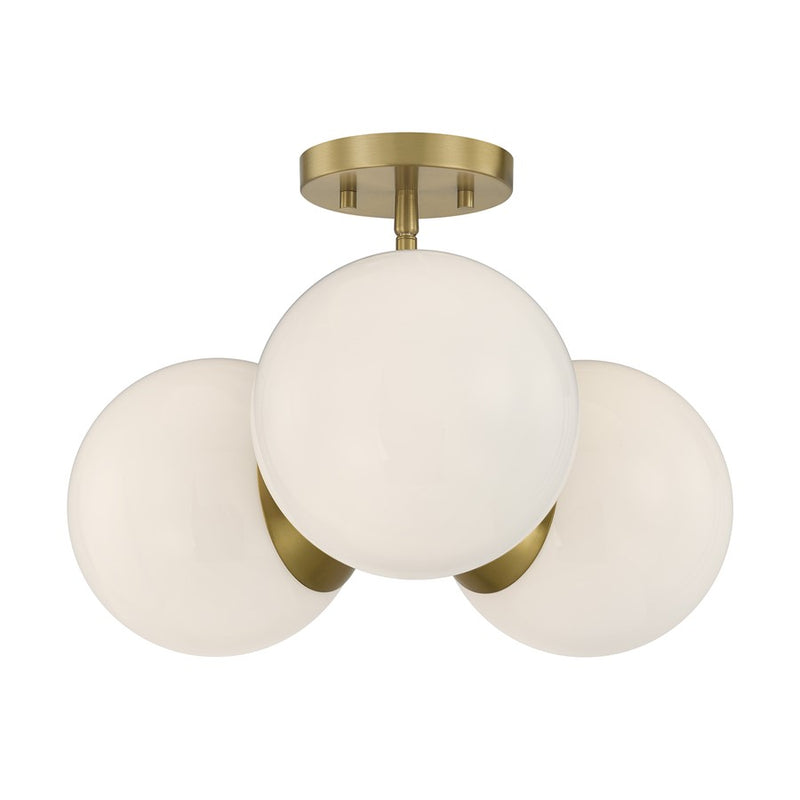 Savoy House Turin 3 Lt Chandelier, White Opal, Warm Brass
