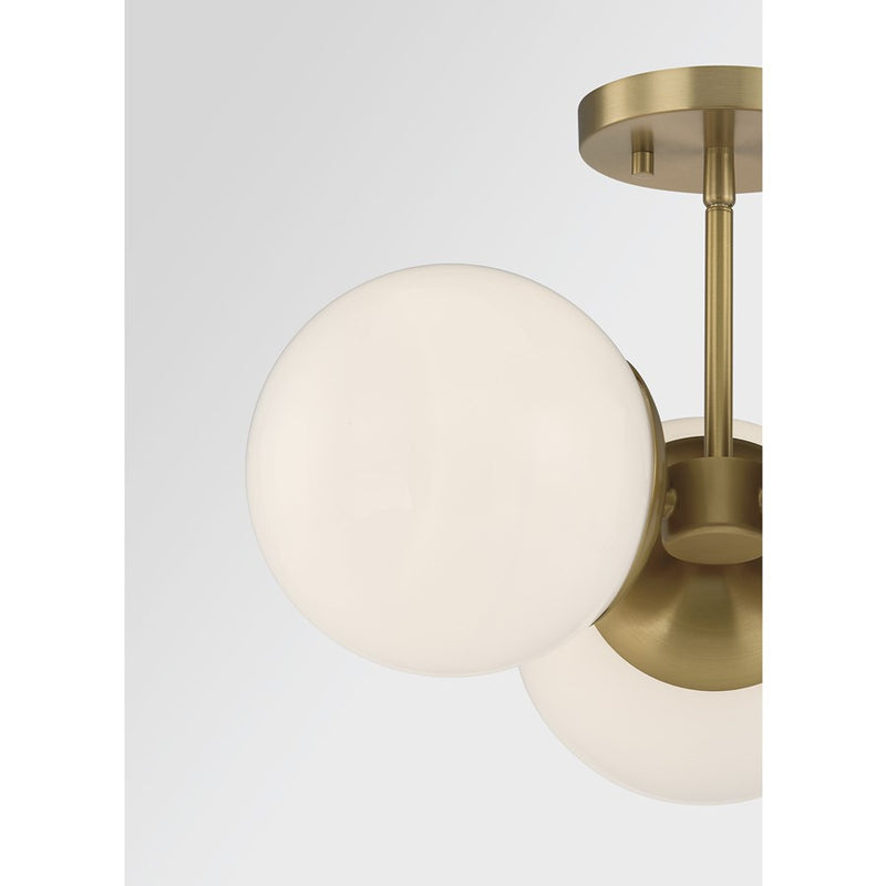 Savoy House Turin 3 Lt Chandelier, White Opal, Warm Brass