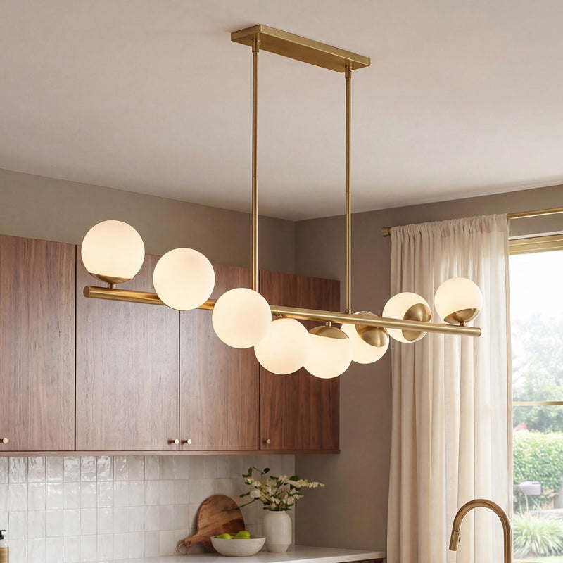 Savoy House Turin 8Lt Lin Chandelier, White Opal, Warm Brass